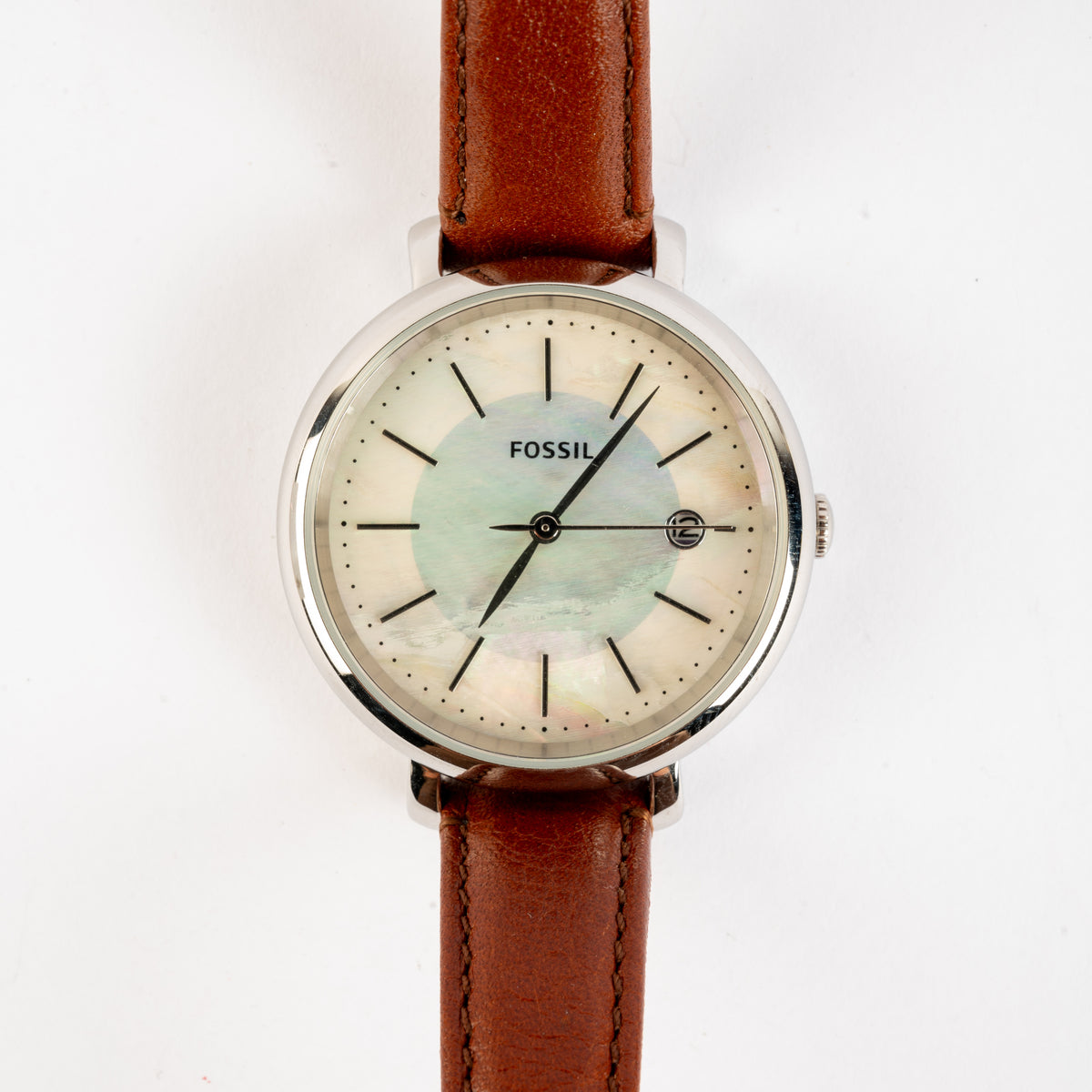 Fossil Jacqueline Solar-Powered Brown Leather Watch for Women
