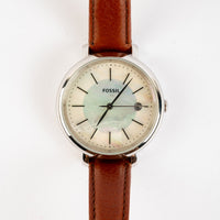 Fossil Jacqueline Solar-Powered Brown Leather Watch for Women