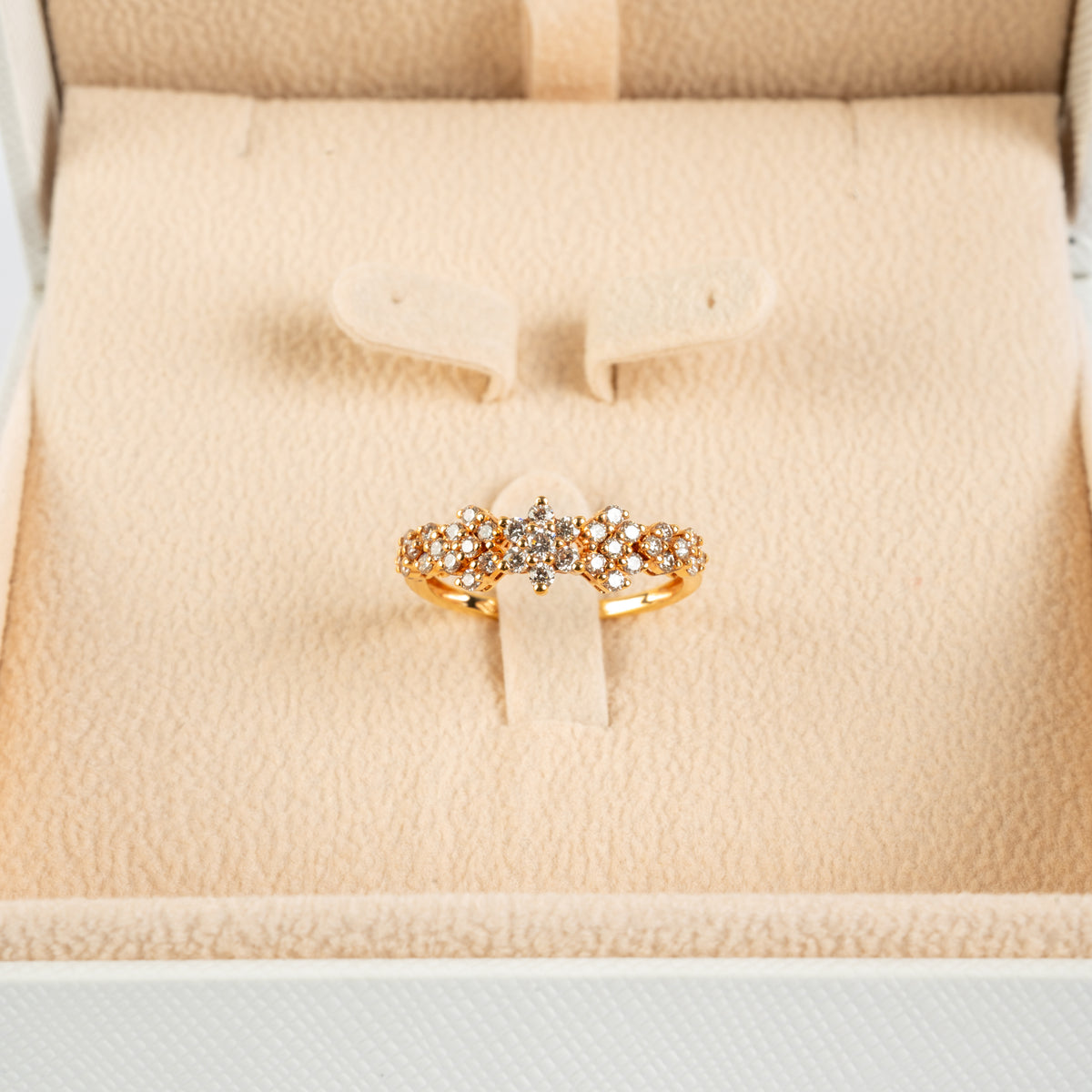 Radiant Cluster Diamond and Rose Gold Ring