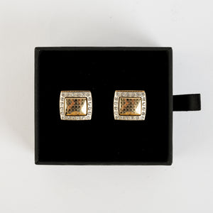 Signature Jewelry Gold & Silver-Tone Cufflinks with Crystal Accents