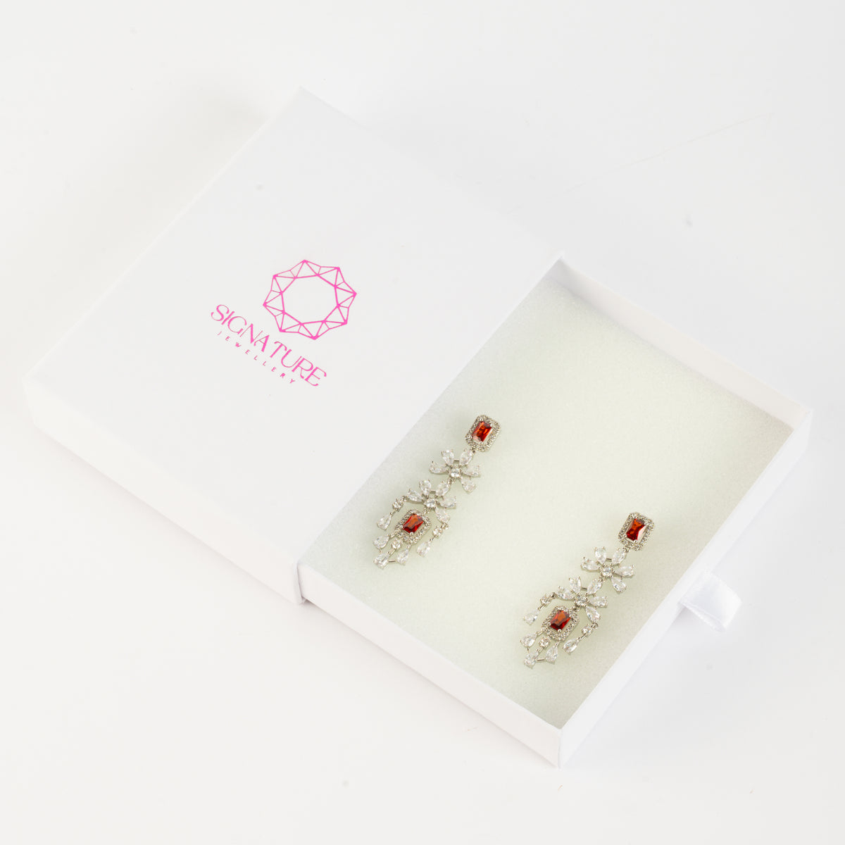 Luxury Silver-Tone Zircon Chandelier Earrings