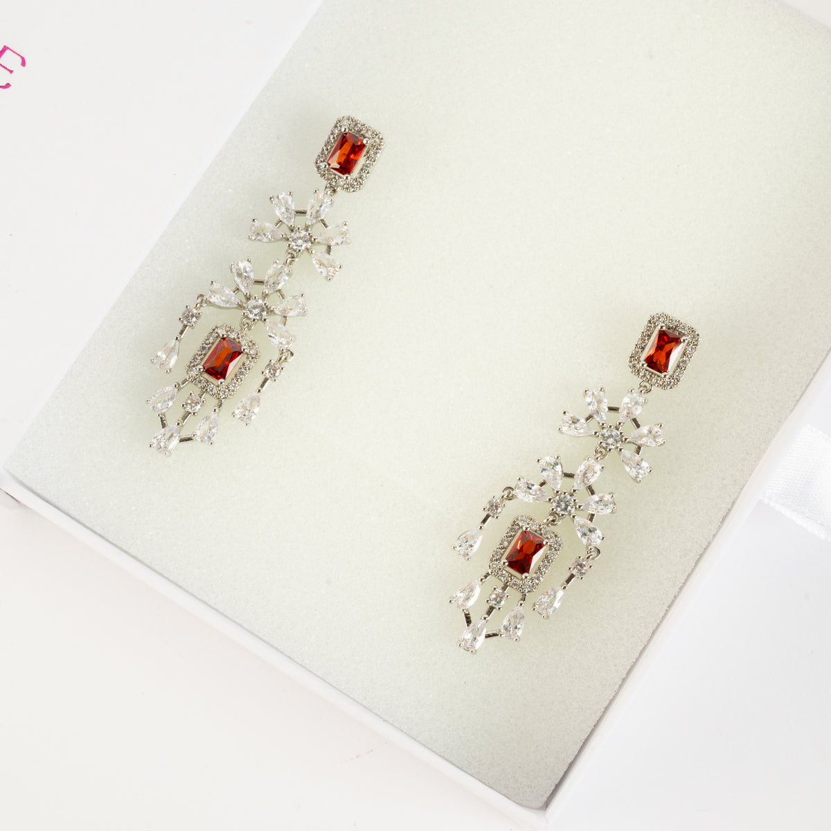 Luxury Silver-Tone Zircon Chandelier Earrings