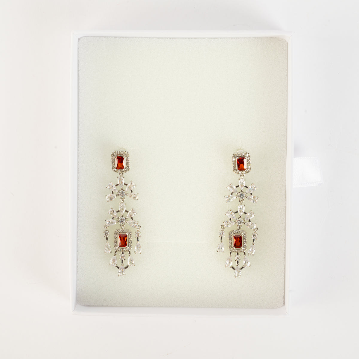 Luxury Silver-Tone Zircon Chandelier Earrings