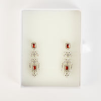 Luxury Silver-Tone Zircon Chandelier Earrings