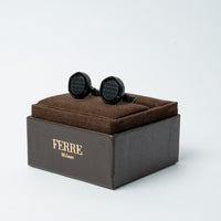 Ferre Milano Men’s Black Grid Cufflinks