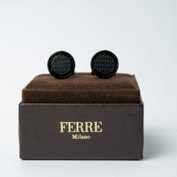 Ferre Milano Men’s Black Grid Cufflinks