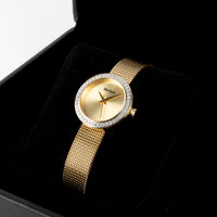 MARKATO Women Watch with Golden Dial & Silver Strap