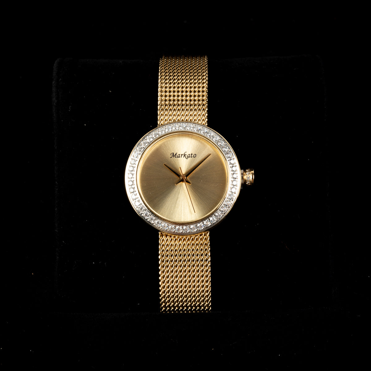 MARKATO Women Watch with Golden Dial & Silver Strap