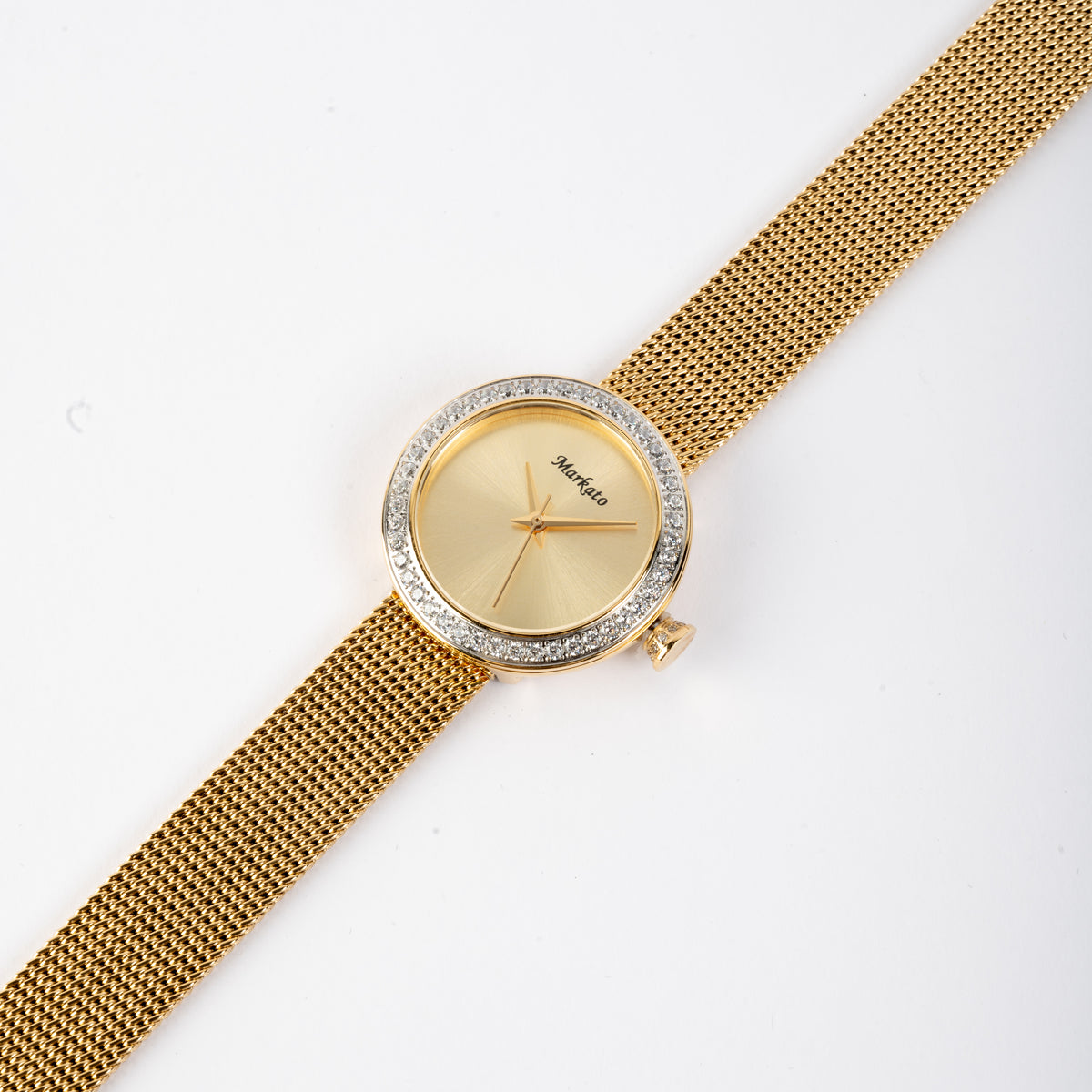 MARKATO Women Watch with Golden Dial & Silver Strap