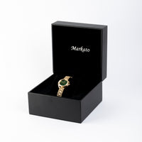 Elegance women Watch by MARKAT - Green Dial & Golden Strap