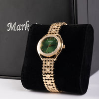 Elegance women Watch by MARKAT - Green Dial & Golden Strap