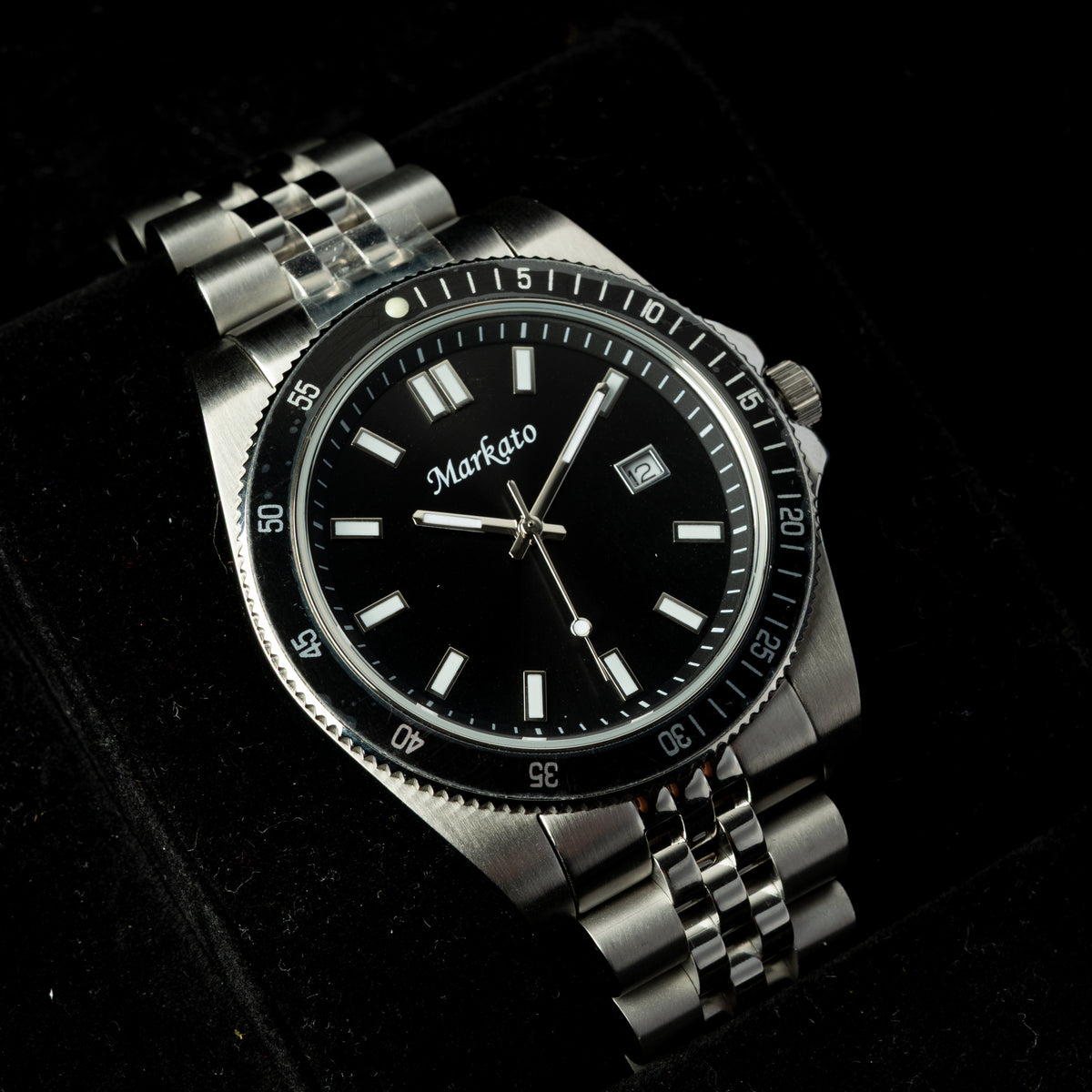 Markato – Men's 40 MM Stainless Steel Quartz Watch with Black Dial