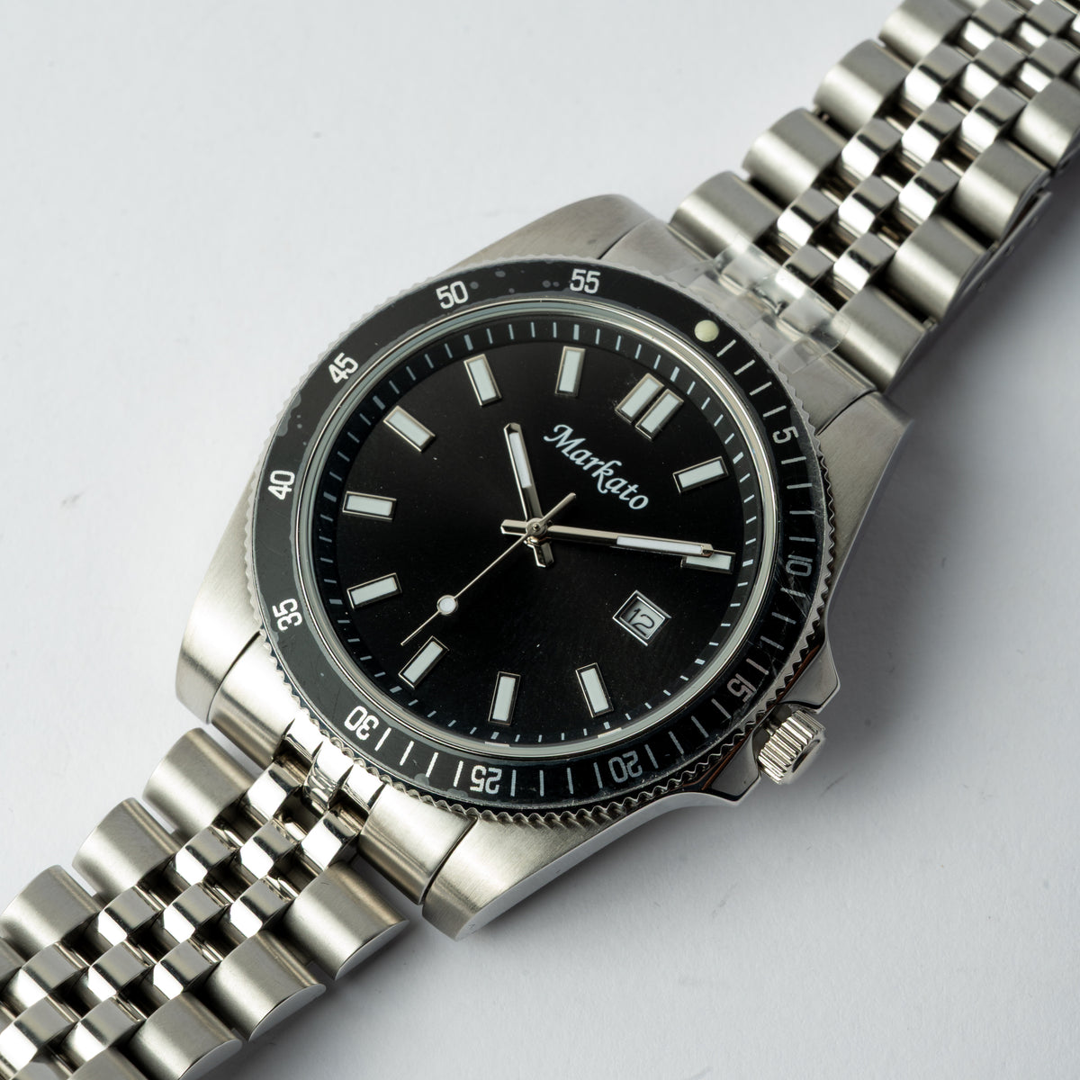 Markato – Men's 40 MM Stainless Steel Quartz Watch with Black Dial