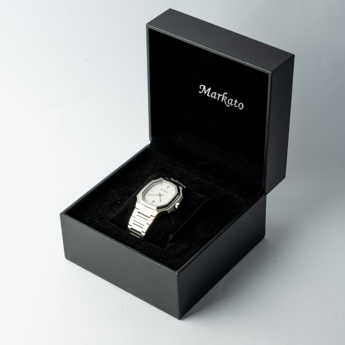 Markato – Men's 38 MM Silver Stainless Steel Quartz Watch