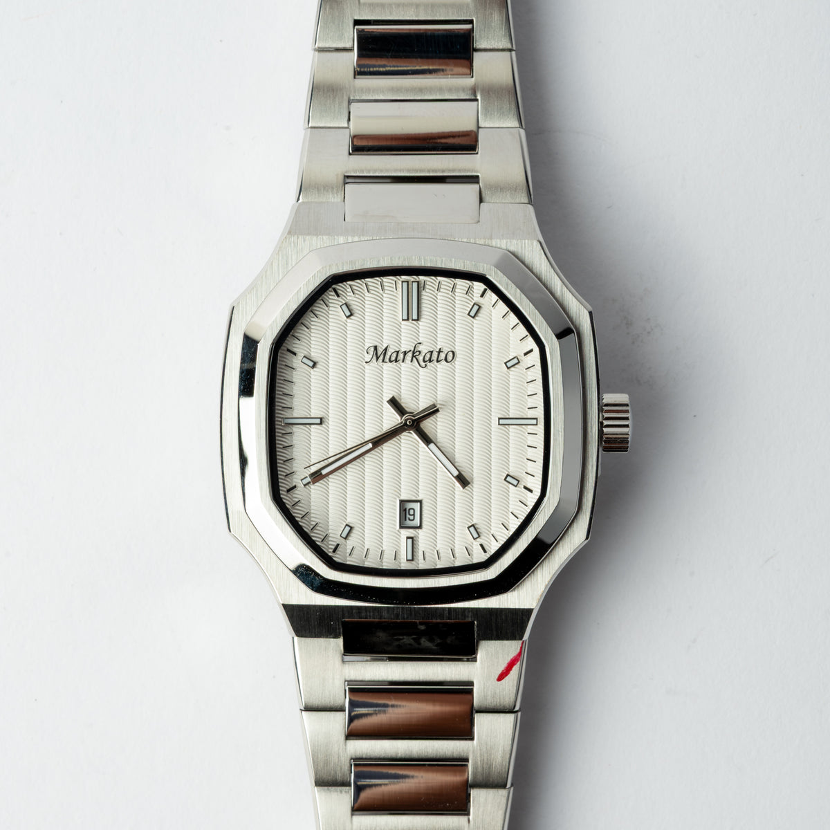 Markato – Men's 38 MM Silver Stainless Steel Quartz Watch