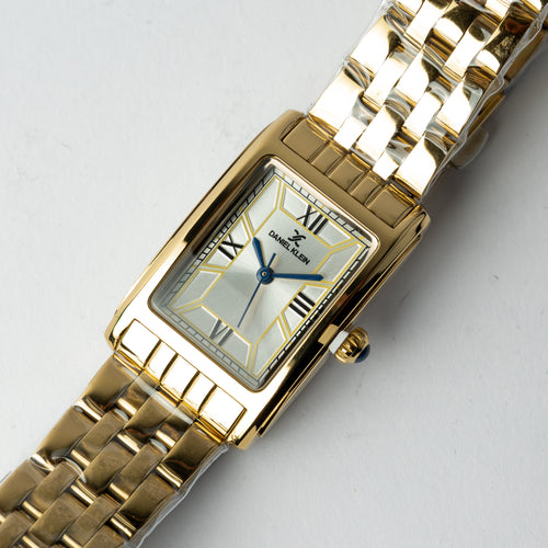 Daniel Klein Women’s Rectangular Watch – Gold & Silver Stainless Steel