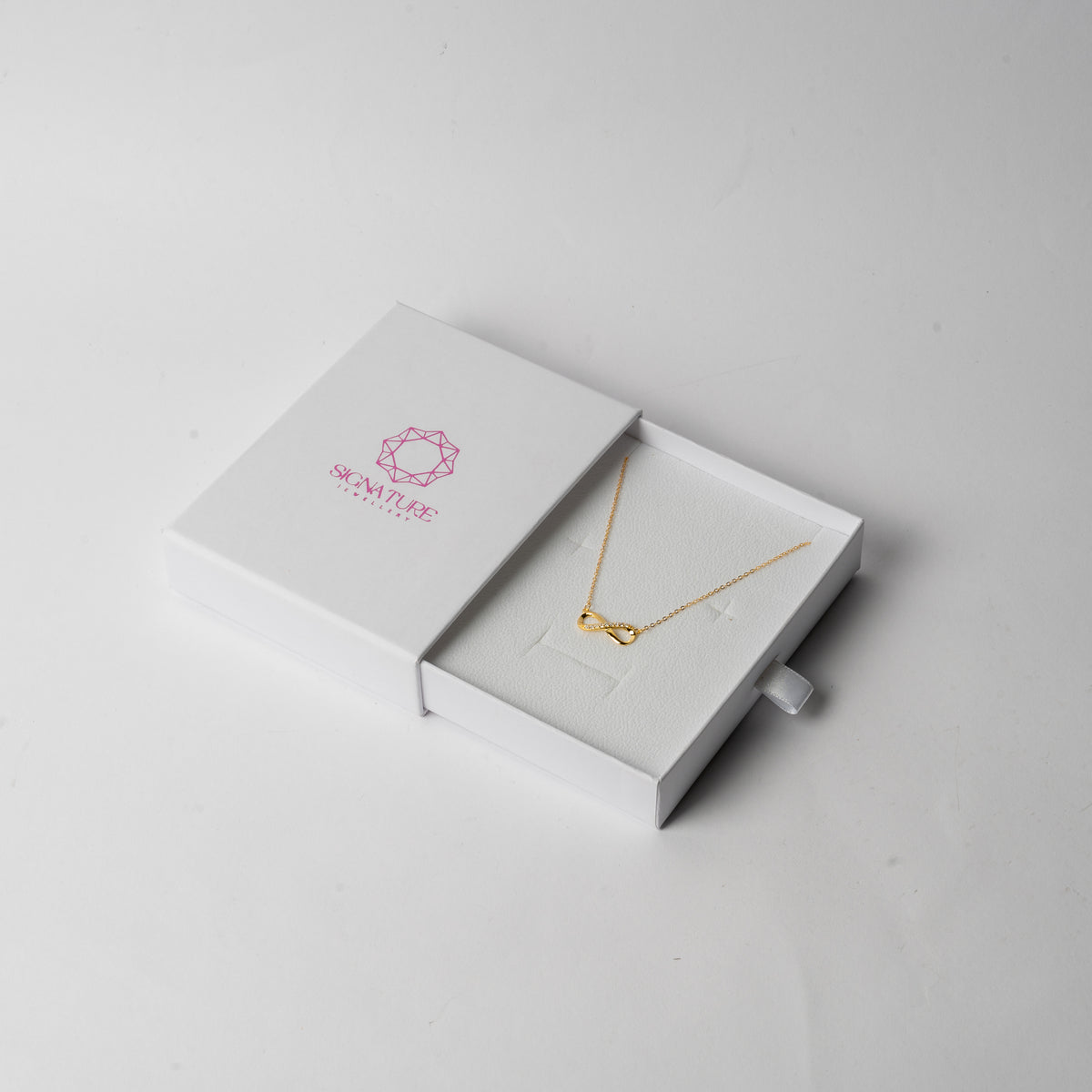 Signature Jewelry Infinity Necklace – 925 Sterling Silver Gold-Plated