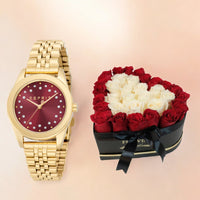 Gold Color ESPRIT Women's Watch with Mixed Flowers Arrangement