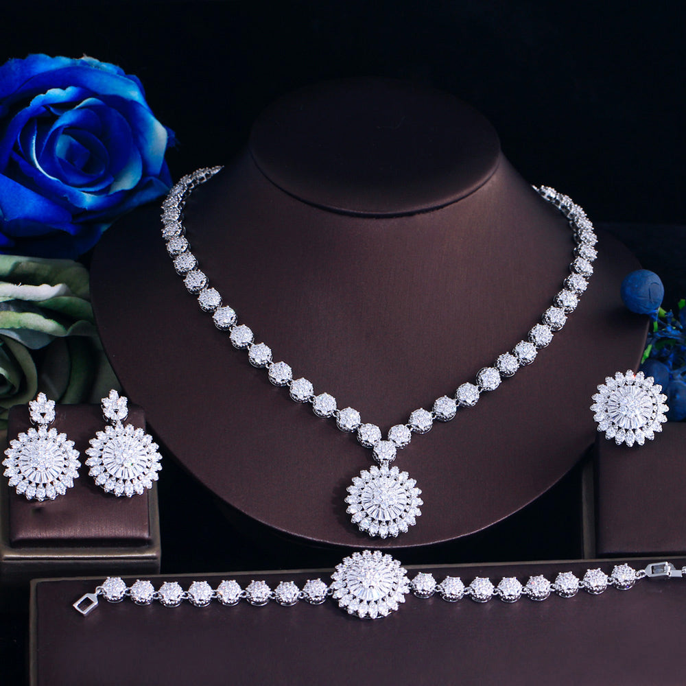 Elegant Brass Zirconia Jewelry Set