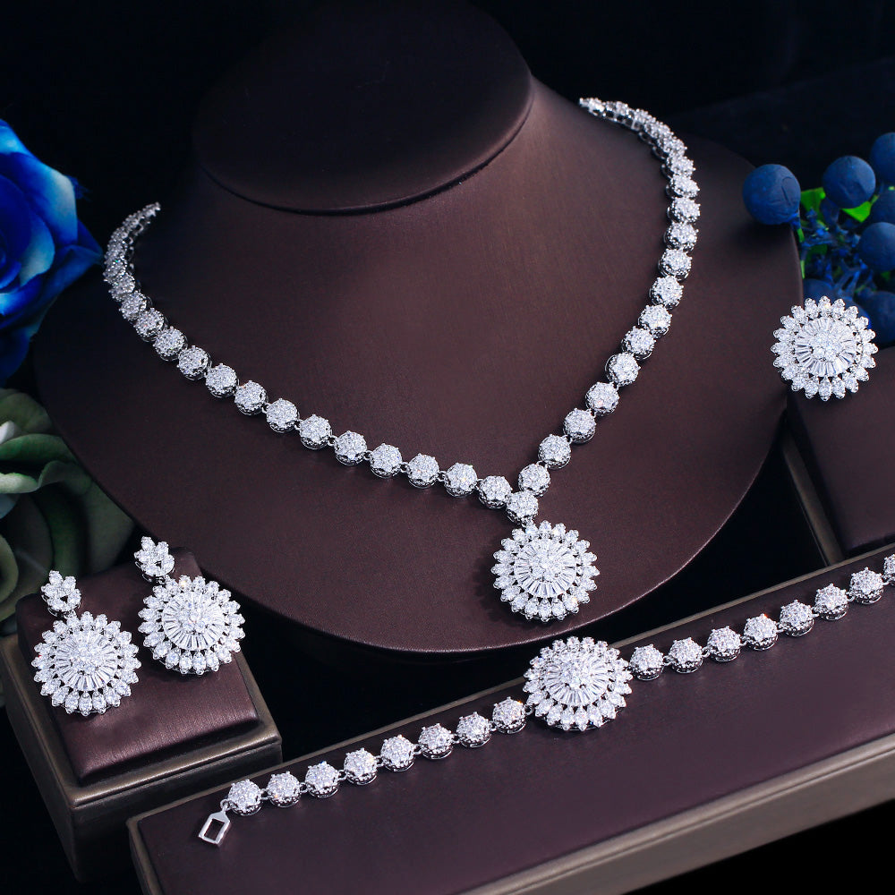 Elegant Brass Zirconia Jewelry Set