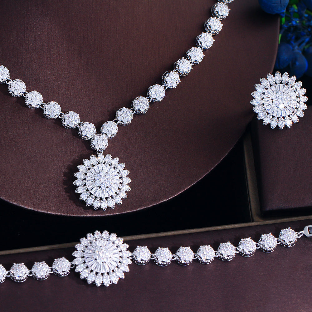 Elegant Brass Zirconia Jewelry Set