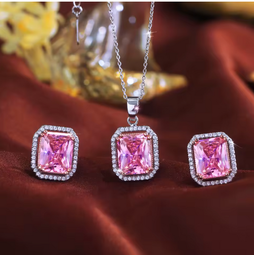 Signature Jewelry Radiant Pink Princess-Cut Half Set