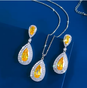 Imperial Canary Yellow Pear-Cut Bridal Half Set