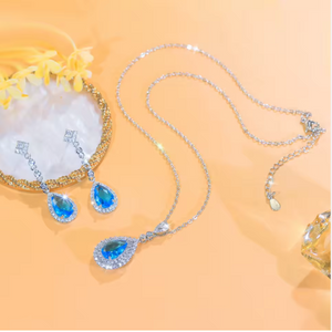 Ocean Breeze Ocean-Blue Pear-Cut Jewelry Half Set