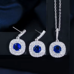 Royal Sapphire Cushion-Cut Jewelry Half Set
