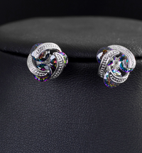 Signature Jewelry Aurora Knot Jewelry Set – Rhodium Plated Mystic Zircon Pendant & Studs