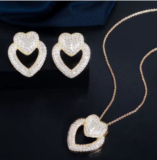 Signature Jewelry Radiant Hearts Half Set :Necklace & Earring Set