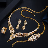 Golden Elegance Zircon Brass Jewelry Set