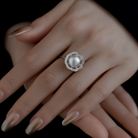 خاتم فلورال بيرل فضة استرلينية 925 مع أحجار زركون من Signature Jewelry