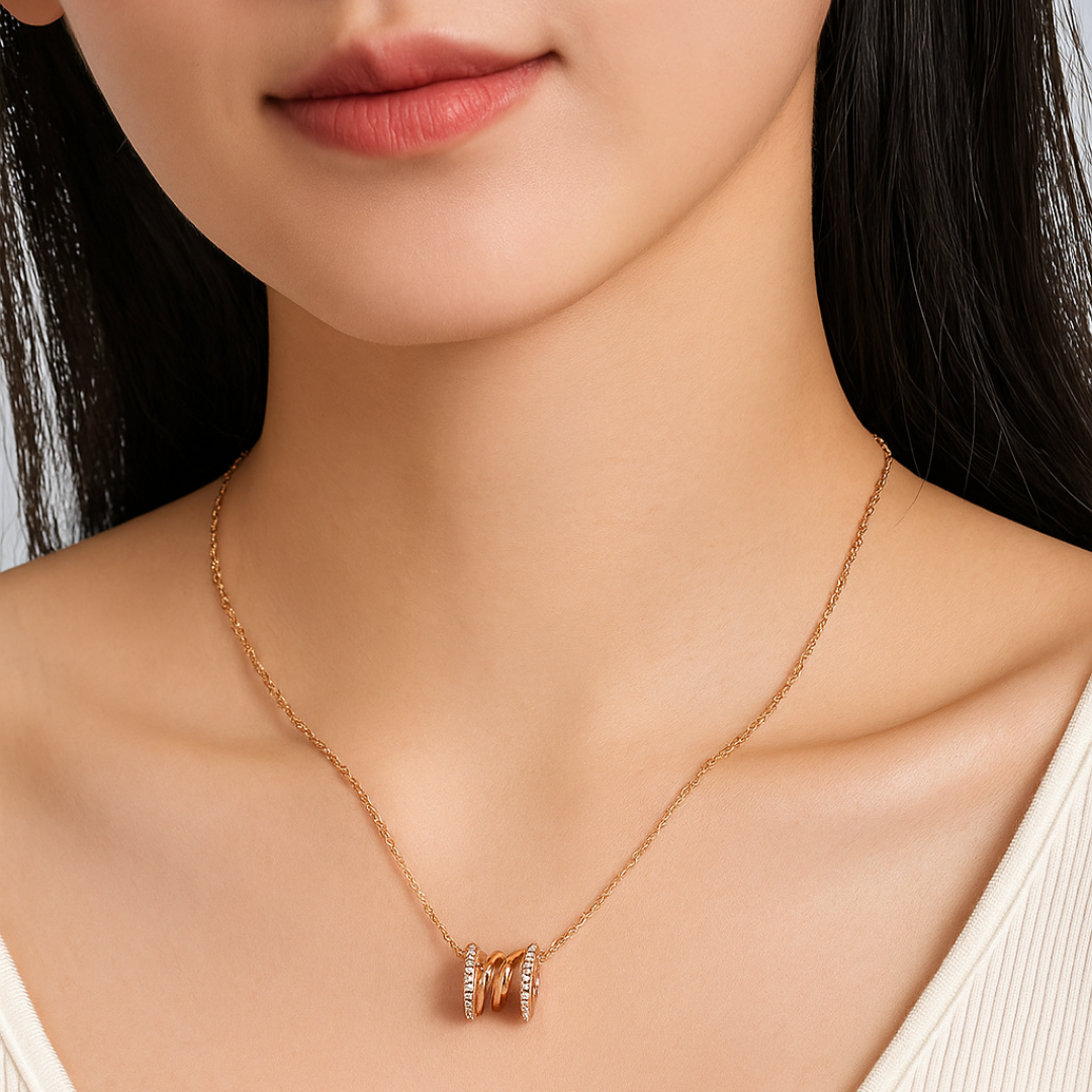 Signature Jewelry 925 Silver Rose Gold Infinity Pendant Necklace