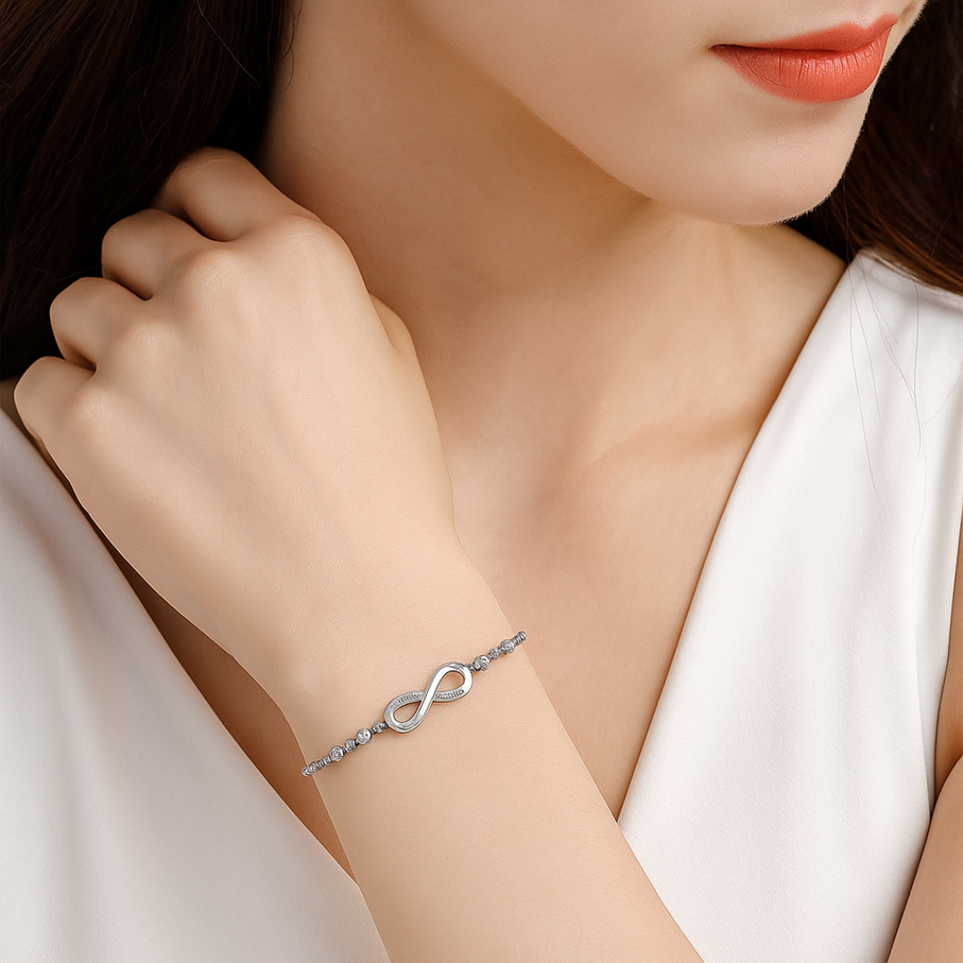 Signature Infinity Sterling Silver Bracelet - 925 Silver with Crystal Accents