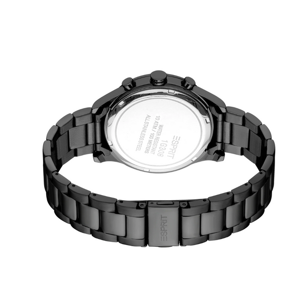 Esprit Chronograph Gents Watch with Black Stainless Steel Bracelet and Dual-Tone Dial