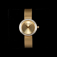 Red Flowers Arrangement with MARKATO Women Watch with Golden Dial & Silver Strap
