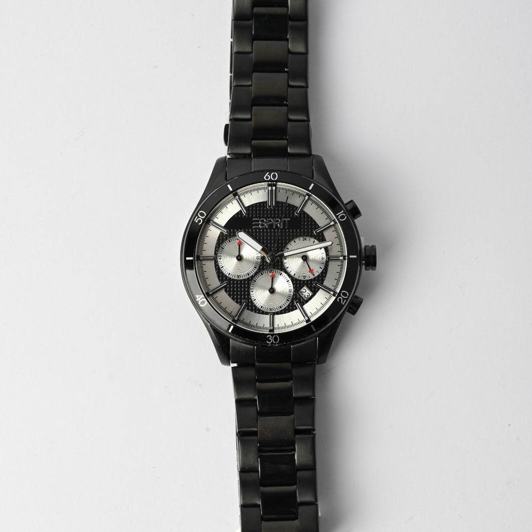 ساعة كرونوغراف رجالية إسبريت فيلوسيتي – بلونين الأسود والفضي