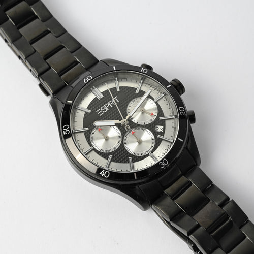Esprit Chronograph Gents Watch with Black Stainless Steel Bracelet and Dual-Tone Dial