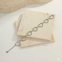 Signature Jewelry Silver Sparkling Hearts Stainless Steel Bracelet