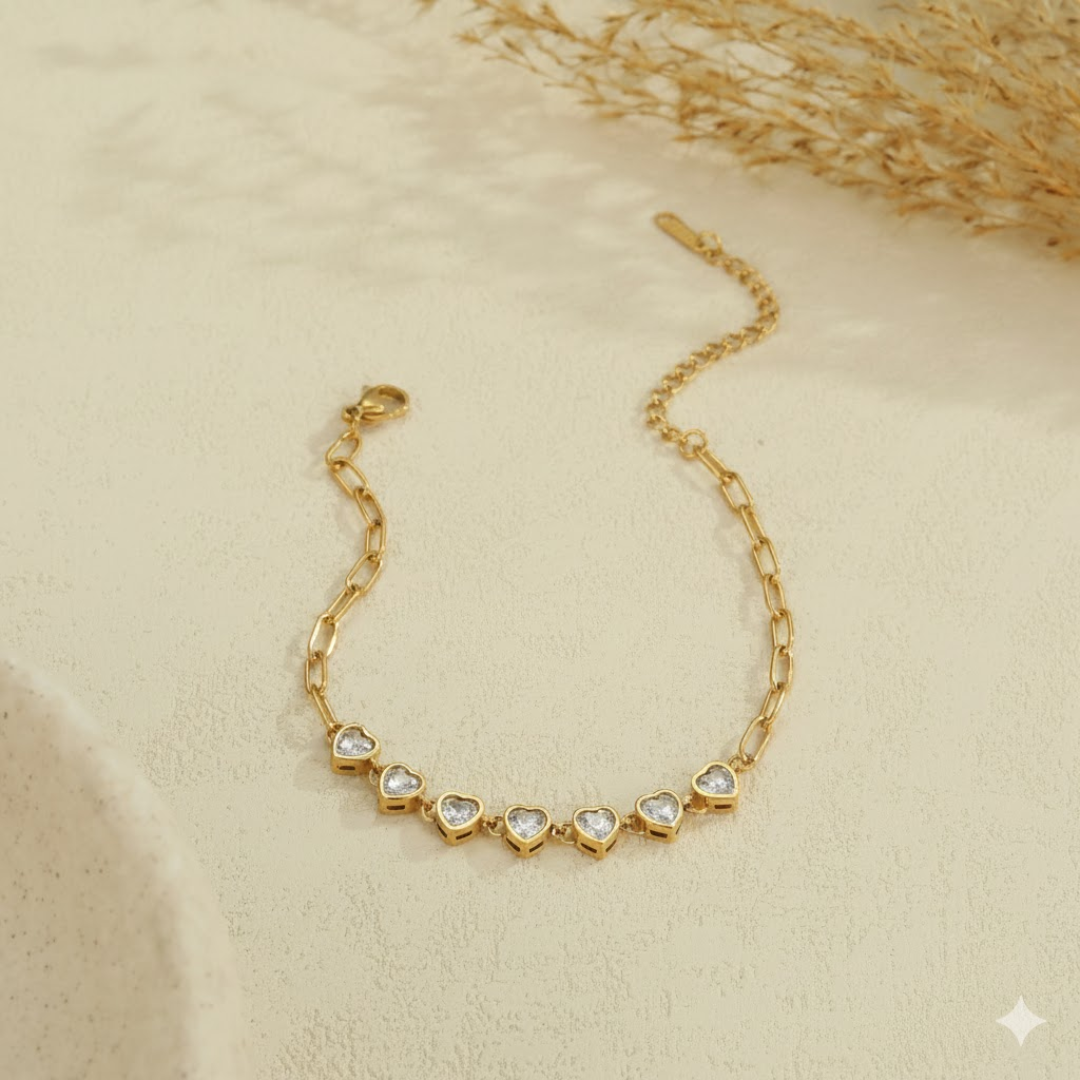 Signature Jewelry Crystal Hearts Half Set : Necklace & Bracelet