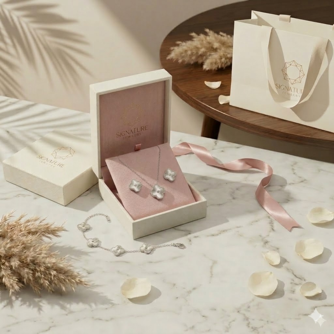 Eid Collection : Silver Blossom Jewelry Set – Signature Jewelry