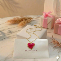 عقد القلب الأحمر اللامع من الستانلس ستيل – من Signature Jewelry