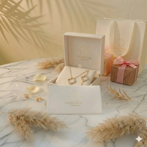 Radiant Clover Necklace & Bracelet Set – Gold Finish