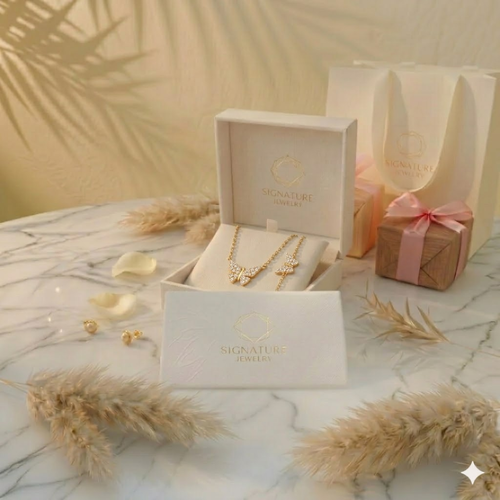 Sparkling Butterfly Necklace & Bracelet Set – Gold Color