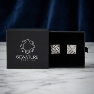 Signature Jewelry Silver Geometric Crystal-Embellished Square Cufflinks