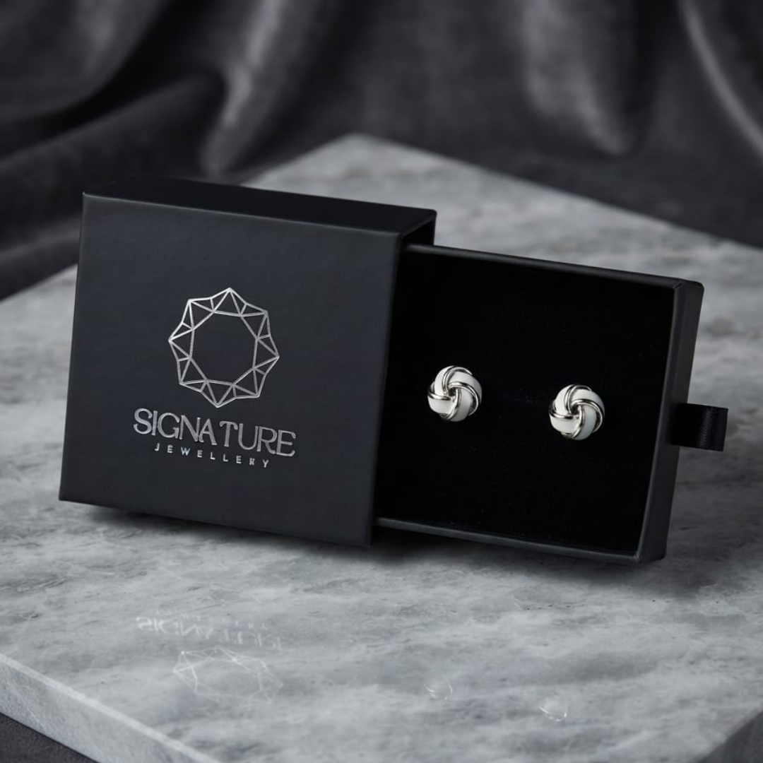 Signature Jewelry Knot Design Cufflinks – Black & Silver