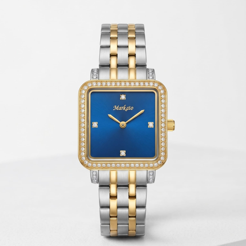 The Markato Lumiere Two-Tone Blue Square Watch