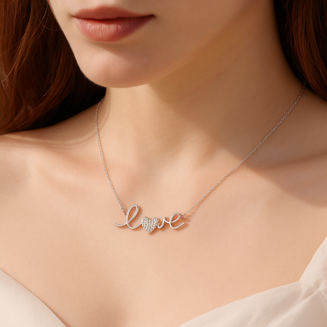 Love Sparkle Necklace – 925 Sterling Silver