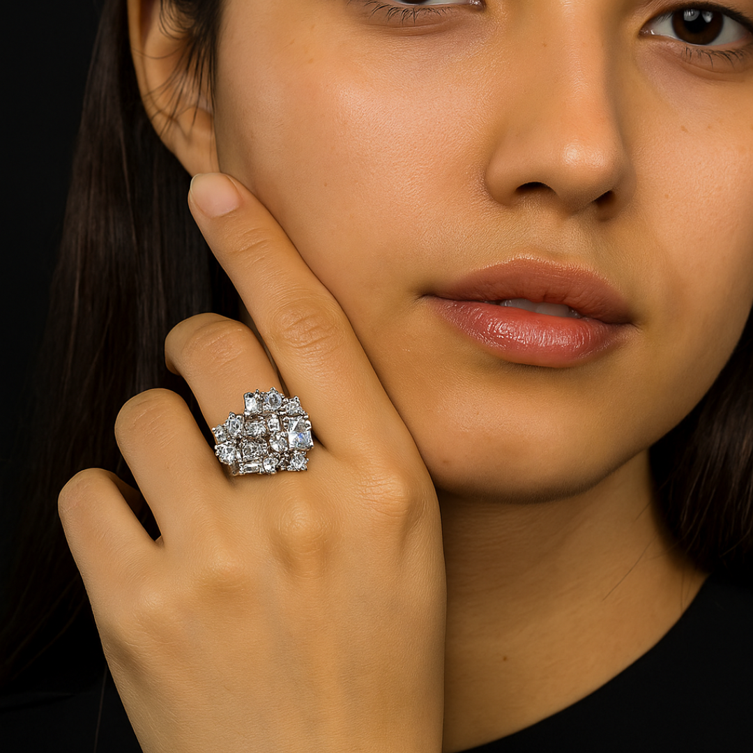 Radiant Cluster Ring by Signature Jewelry